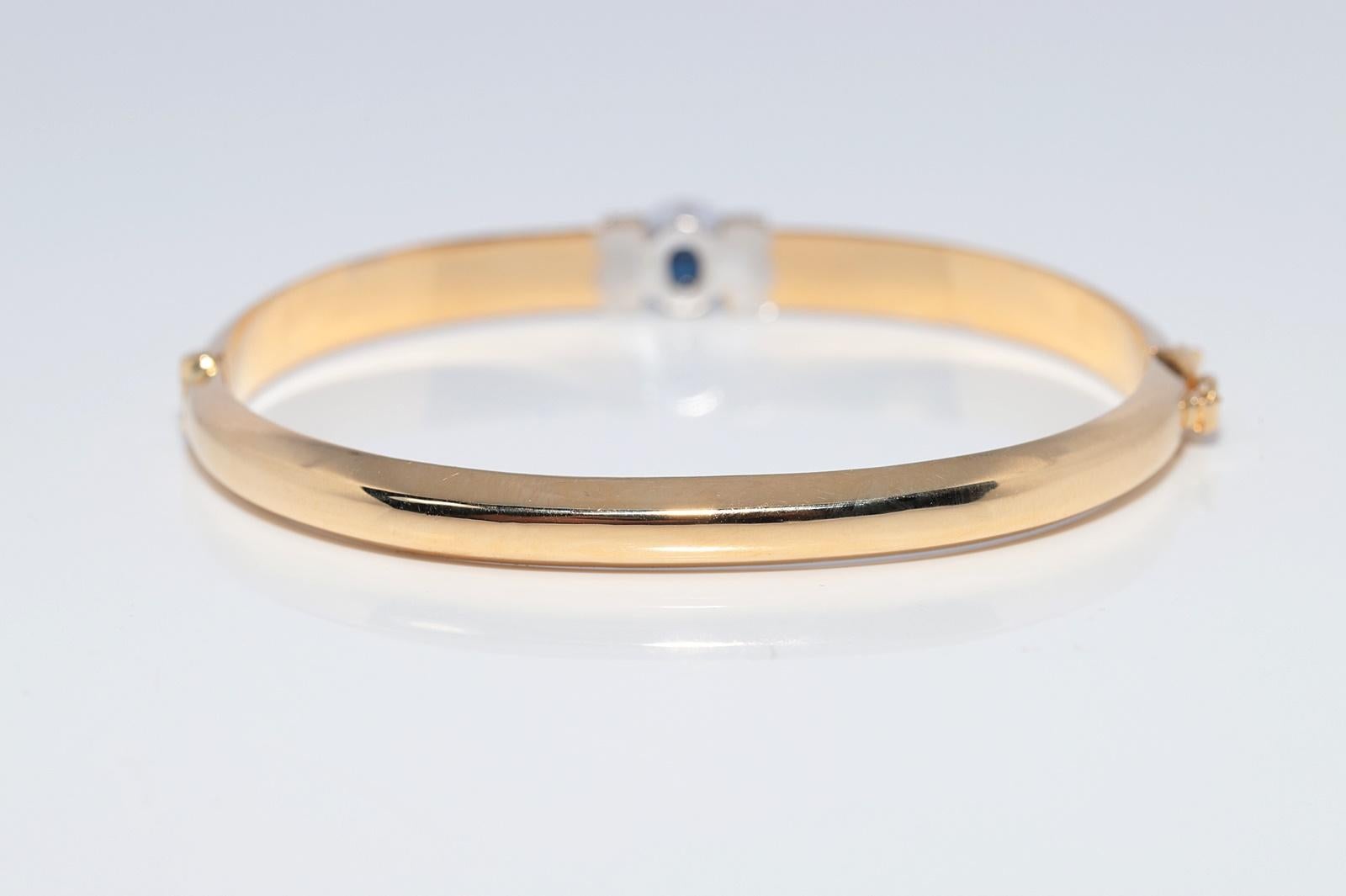 Vintage CIRCA 1980er Jahre 18k Gold natürlichen Diamanten und Saphir-Armreif im Angebot 5