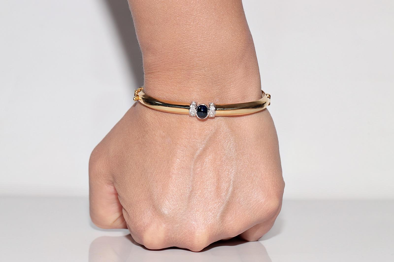 Vintage CIRCA 1980er Jahre 18k Gold natürlichen Diamanten und Saphir-Armreif im Angebot 11