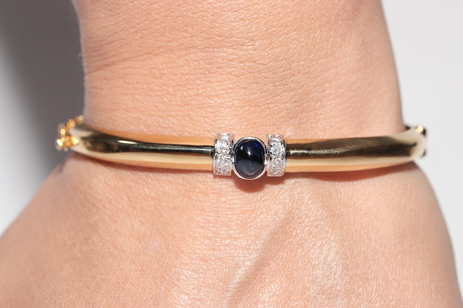 Vintage CIRCA 1980er Jahre 18k Gold natürlichen Diamanten und Saphir-Armreif im Angebot 12