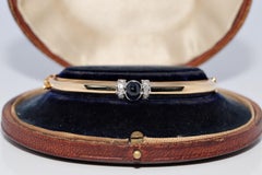 Vintage CIRCA 1980er Jahre 18k Gold natürlichen Diamanten und Saphir-Armreif