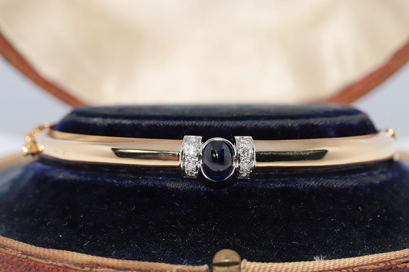 Vintage CIRCA 1980er Jahre 18k Gold natürlichen Diamanten und Saphir-Armreif (Kunsthandwerker*in) im Angebot