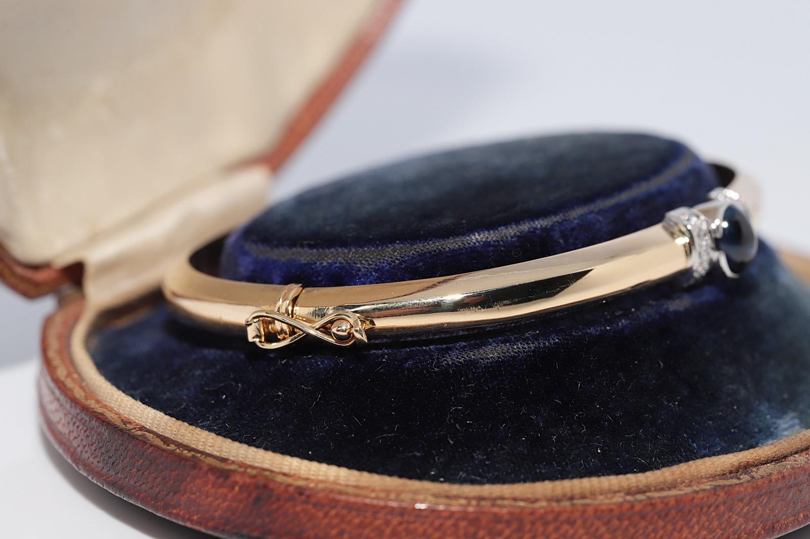 Vintage CIRCA 1980er Jahre 18k Gold natürlichen Diamanten und Saphir-Armreif (Brillantschliff) im Angebot