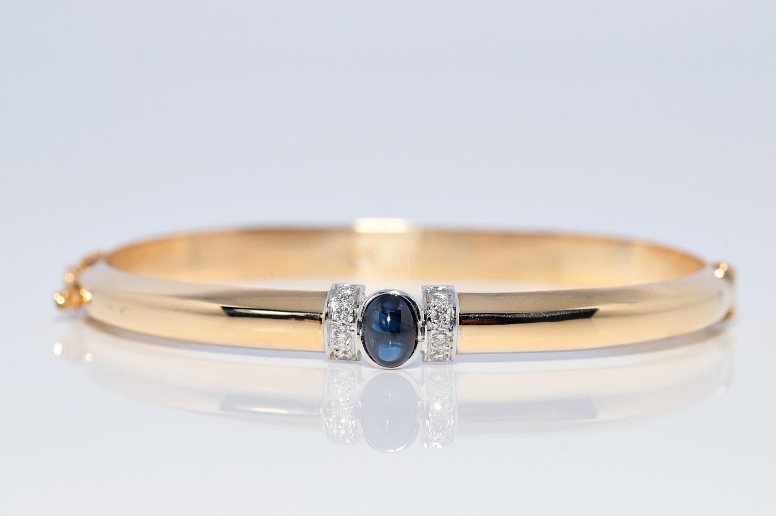 Vintage CIRCA 1980er Jahre 18k Gold natürlichen Diamanten und Saphir-Armreif im Zustand „Gut“ im Angebot in Fatih/İstanbul, 34
