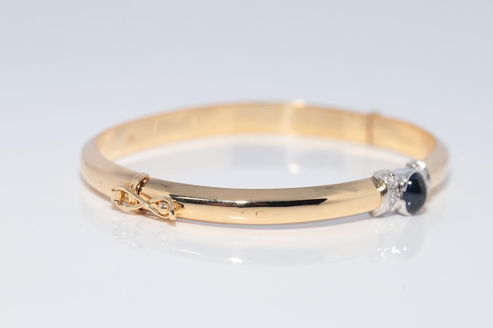 Vintage CIRCA 1980er Jahre 18k Gold natürlichen Diamanten und Saphir-Armreif im Angebot 1