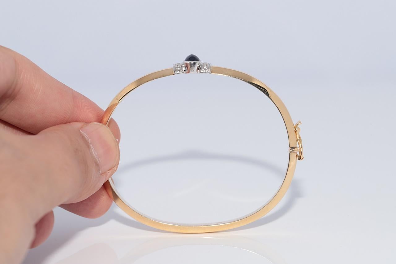 Vintage CIRCA 1980er Jahre 18k Gold natürlichen Diamanten und Saphir-Armreif im Angebot 3