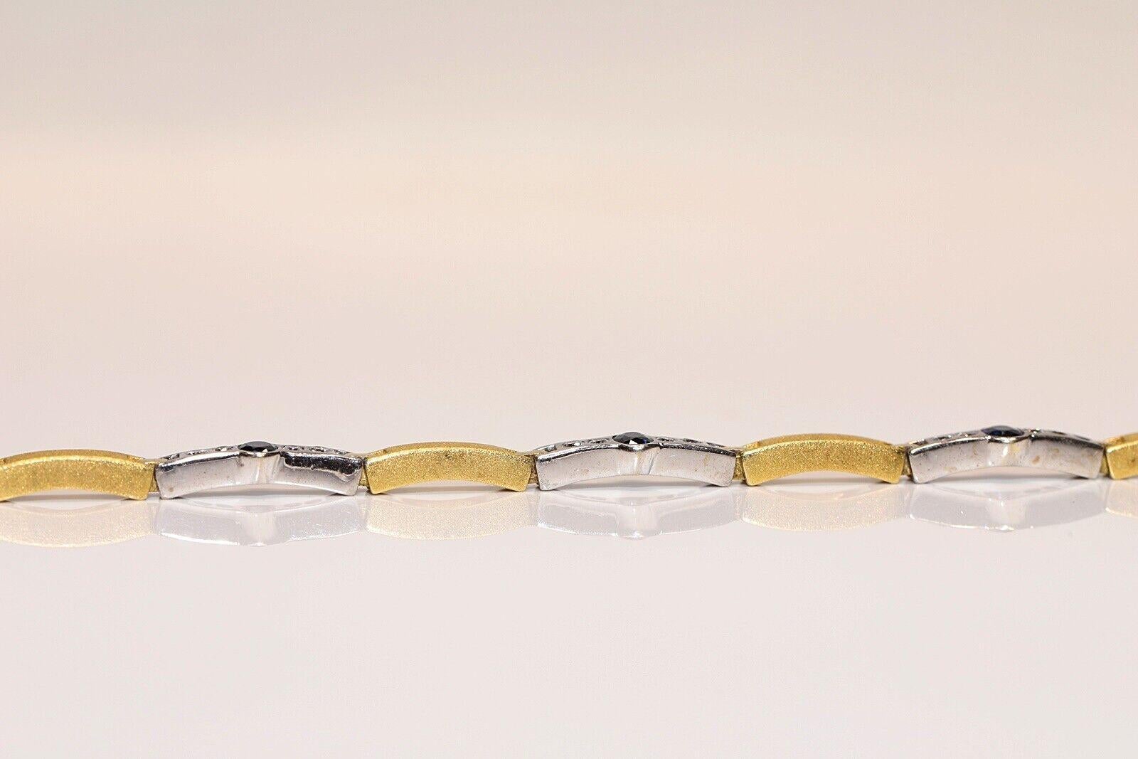 Bracelet vintage des années 1980 en or 18 carats avec diamants naturels et saphirs en vente 4