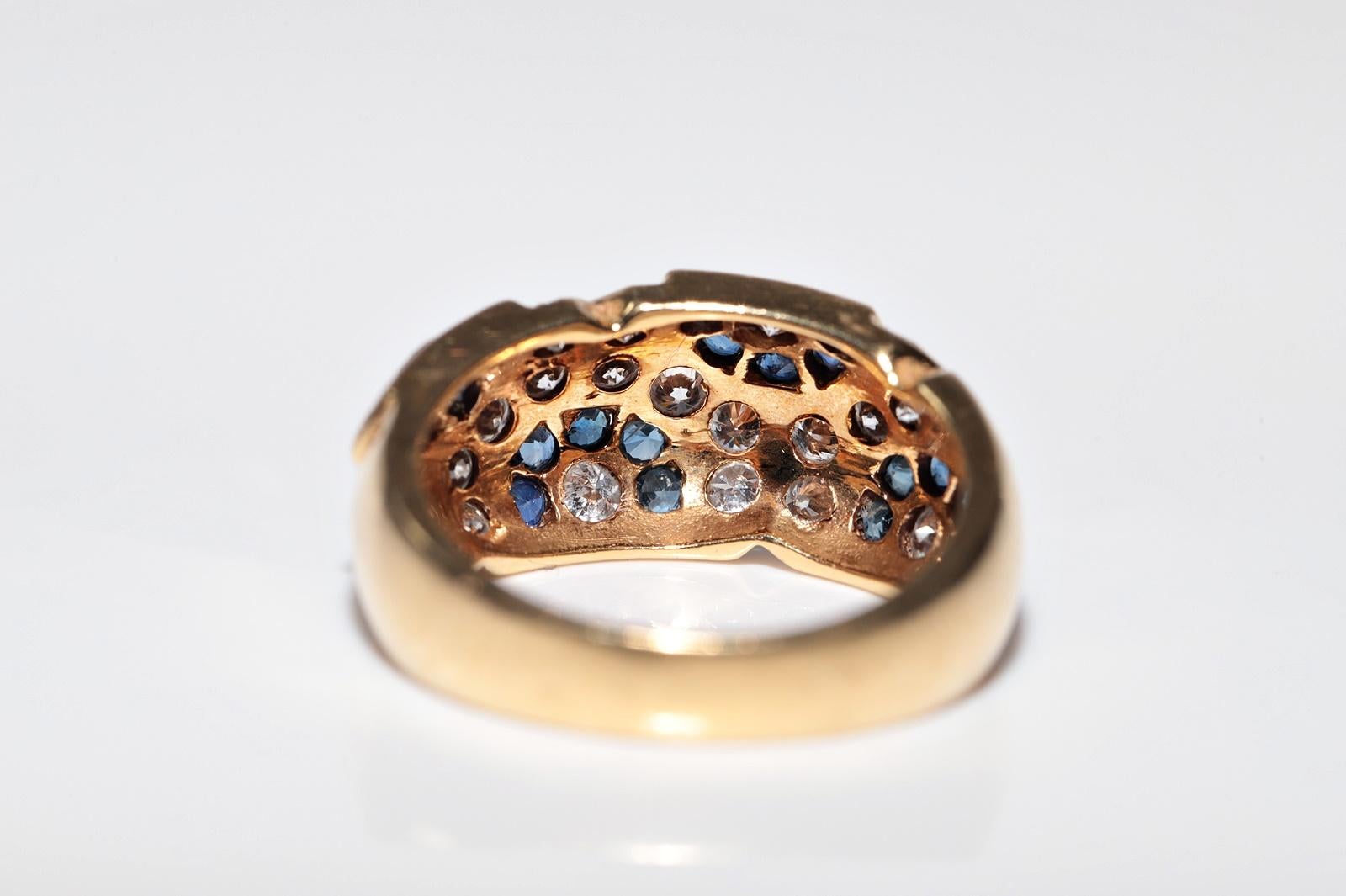 Vintage Circa 1980er Jahre 18k Gold Natürlicher Diamant und Saphir Dekorierter Ring im Angebot 6