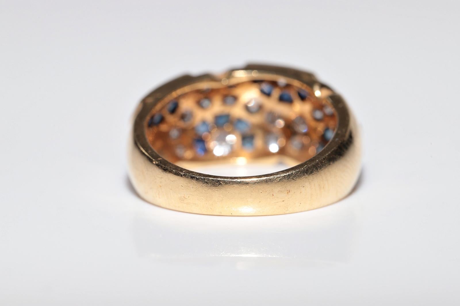 Vintage Circa 1980er Jahre 18k Gold Natürlicher Diamant und Saphir Dekorierter Ring im Angebot 7