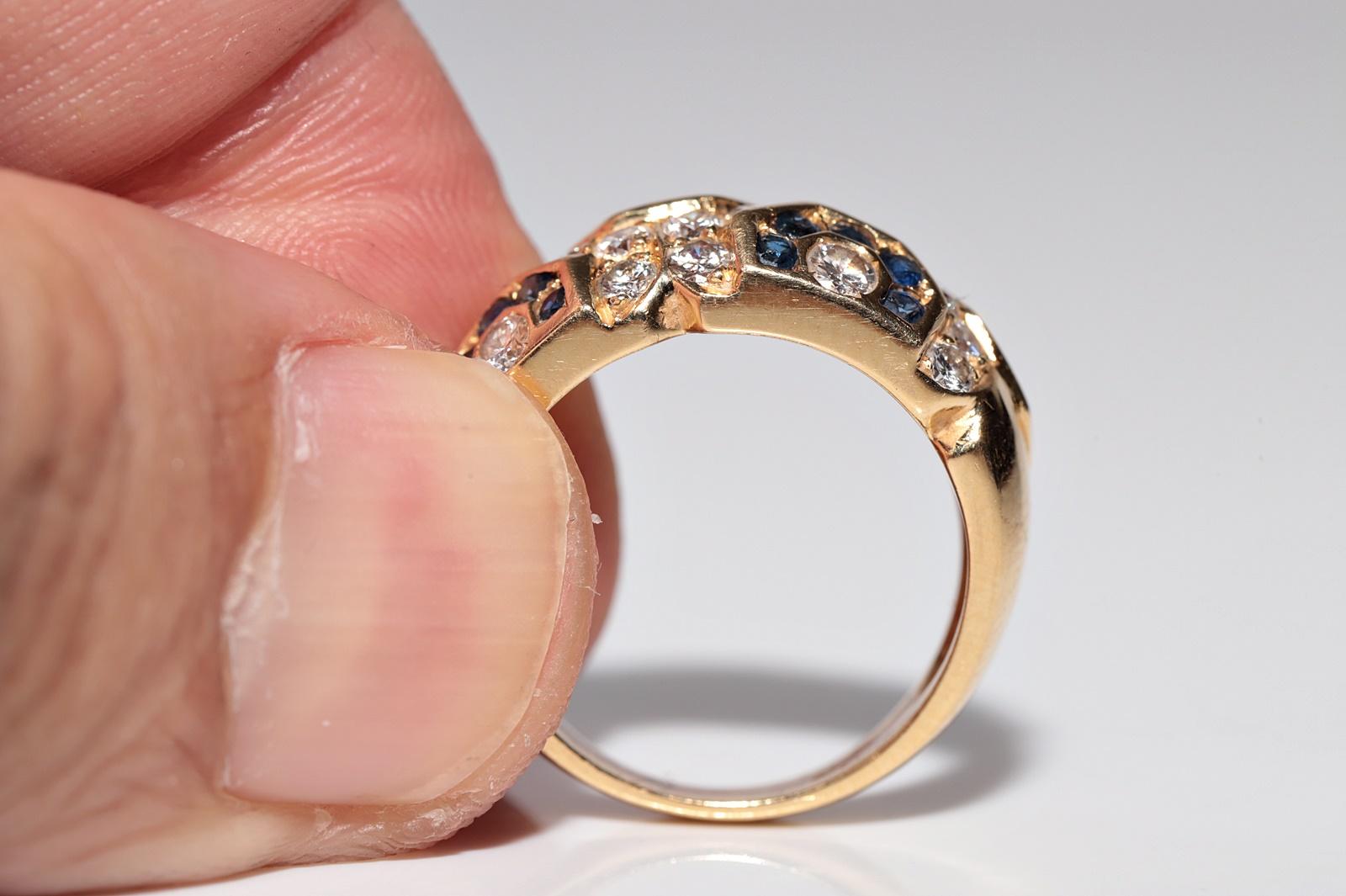 Vintage Circa 1980er Jahre 18k Gold Natürlicher Diamant und Saphir Dekorierter Ring im Angebot 8