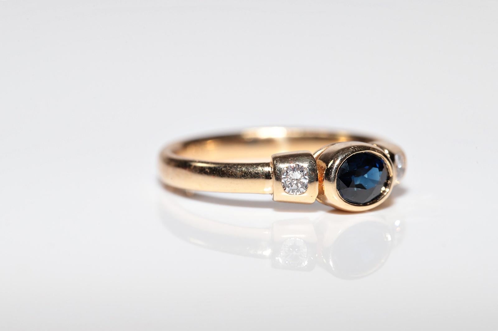 Vintage Circa 1980er Jahre 18k Gold Natürlicher Diamant und Saphir Dekorierter Ring im Zustand „Gut“ im Angebot in Fatih/İstanbul, 34