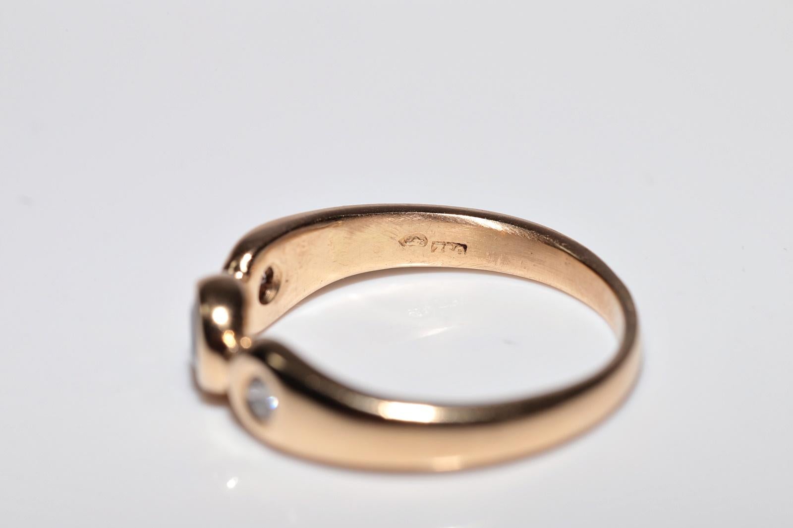 Vintage Circa 1980s 18k Gold Natural Diamond And Sapphire Decorated Band Ring For Sale 3