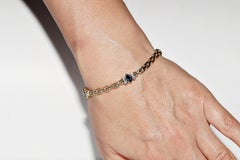 Vintage Circa 1980s 18k Gold Natural Diamond And Sapphire Decorated Bracelet