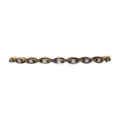 Vintage Circa 1980s 18k Gold Natural Diamond And Sapphire Decorated Bracelet