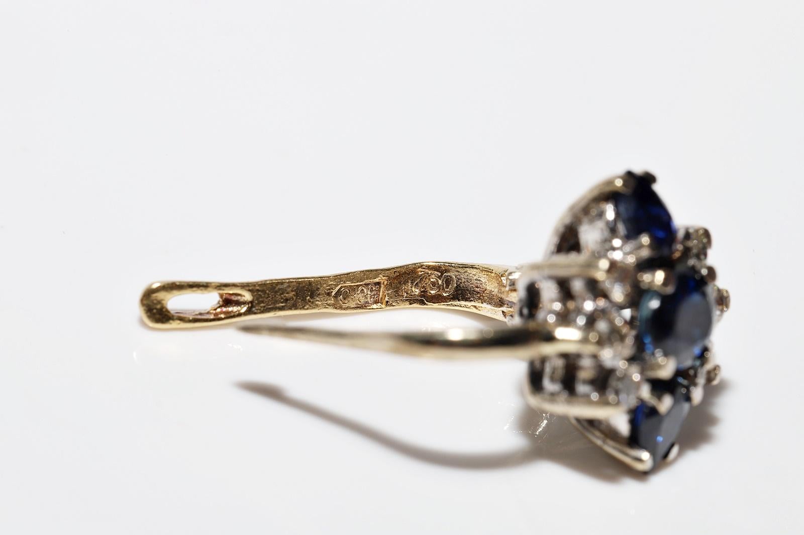 Vintage Circa 1980er Jahre 18k Gold Natürlicher Diamant und Saphir Dekorierter Ohrring im Angebot 5