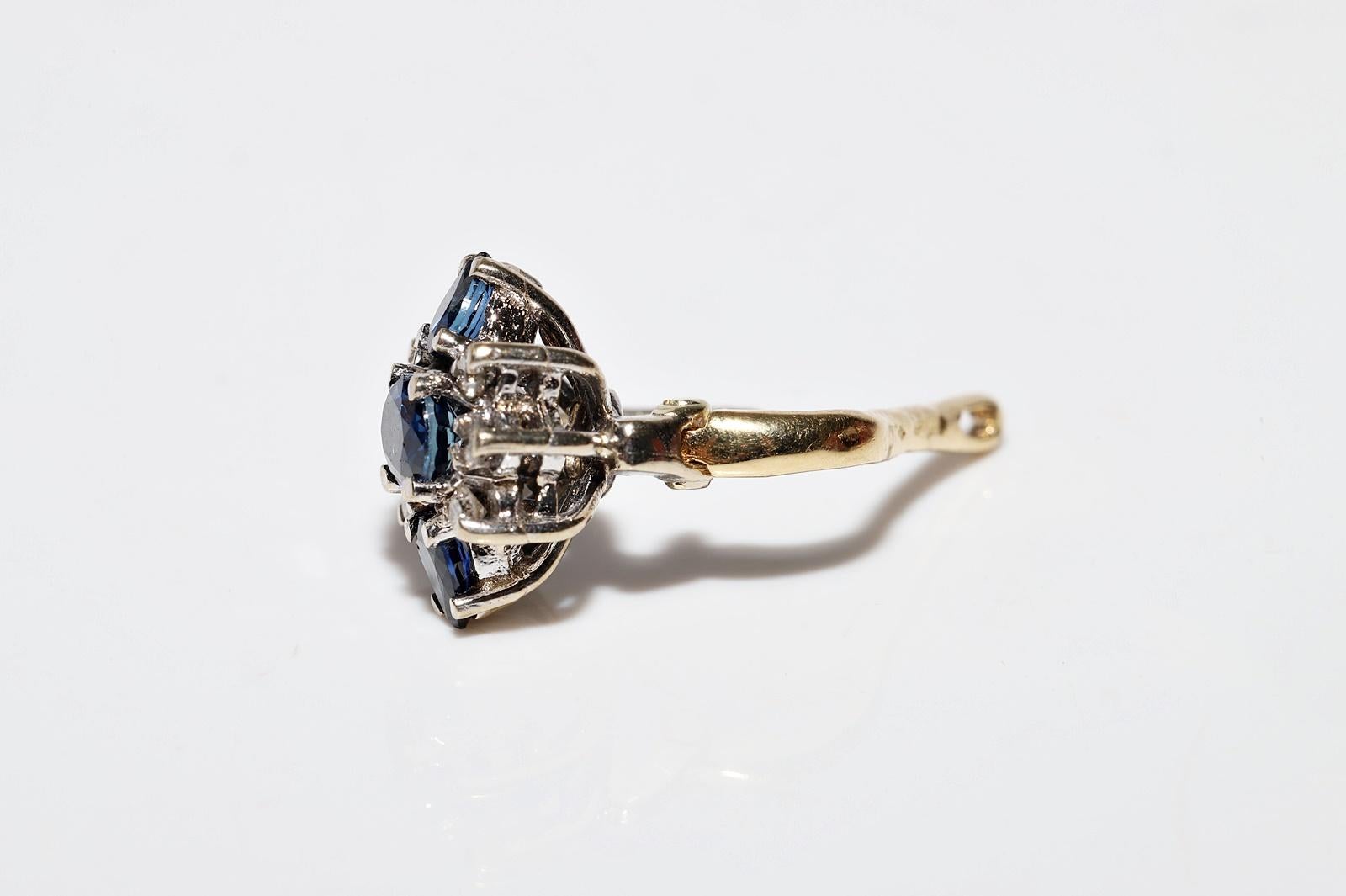 Vintage Circa 1980er Jahre 18k Gold Natürlicher Diamant und Saphir Dekorierter Ohrring im Angebot 6