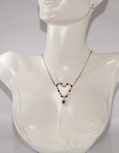 Vintage Circa 1980s 18k Gold Natural Diamond And Sapphire Decorated Necklace