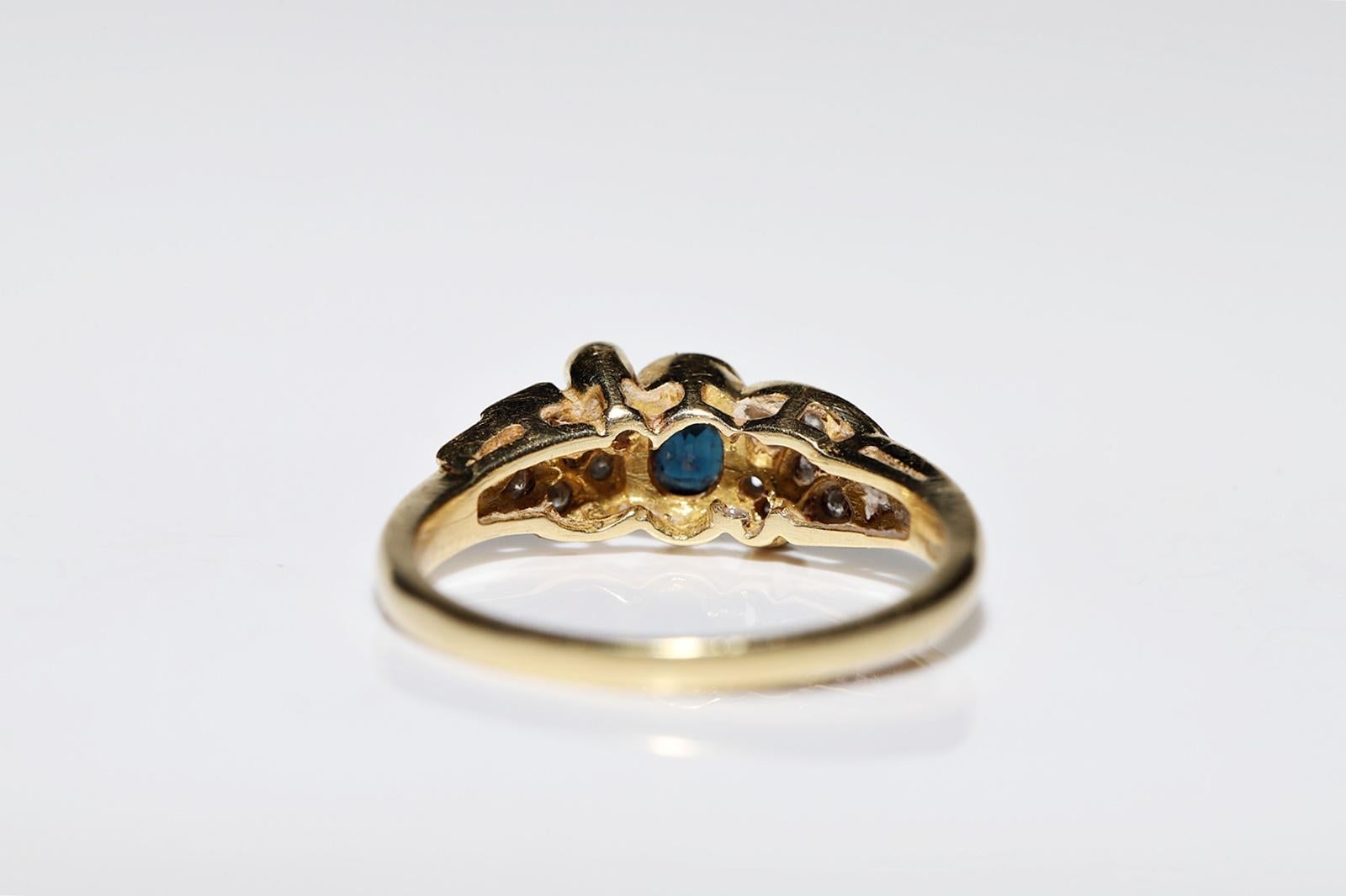 Vintage Circa 1980er Jahre 18k Gold Natürlicher Diamant und Saphir Dekorierter Ring im Angebot 5