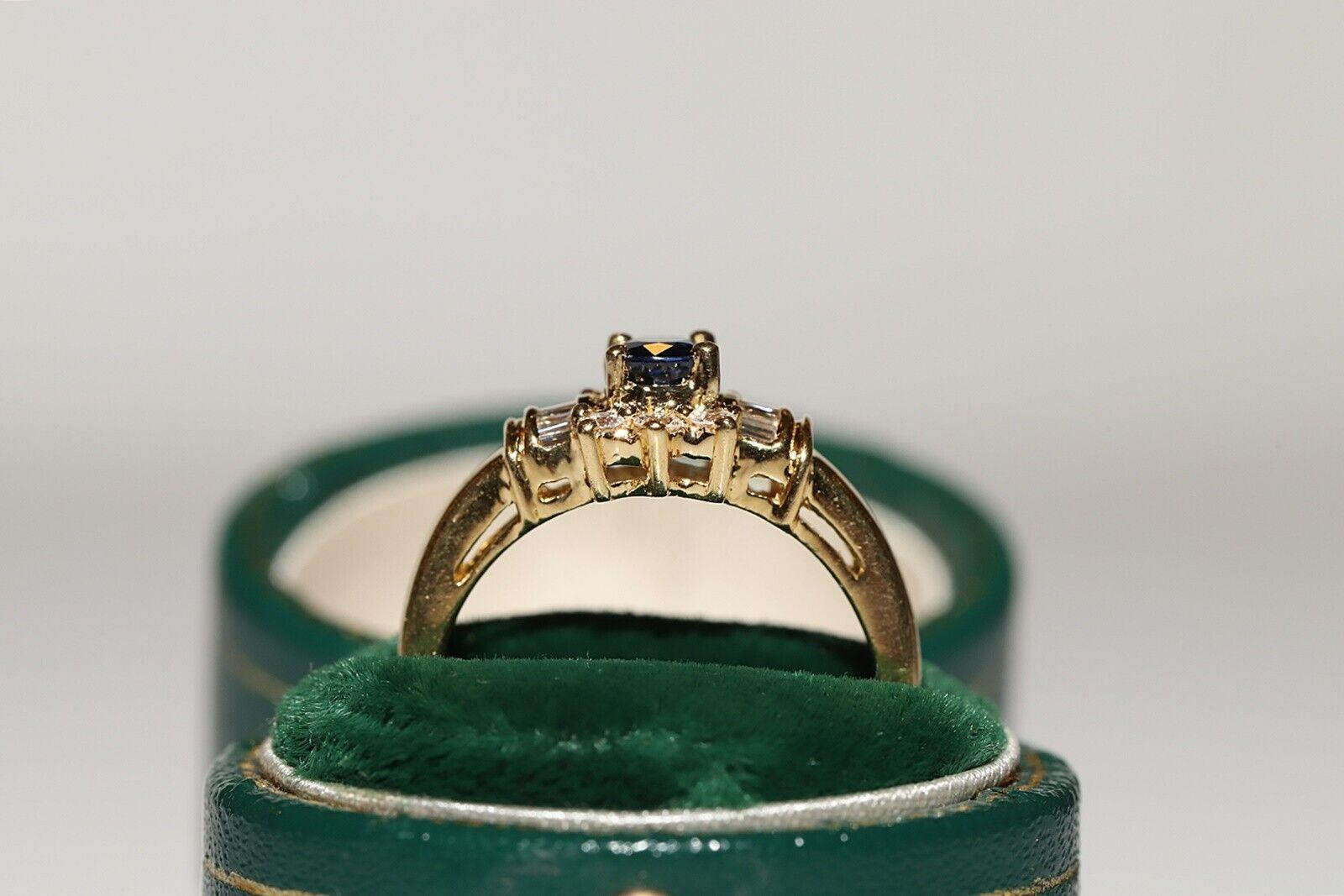 Vintage Circa 1980er Jahre 18k Gold Natürlicher Diamant und Saphir Dekorierter Ring im Angebot 6