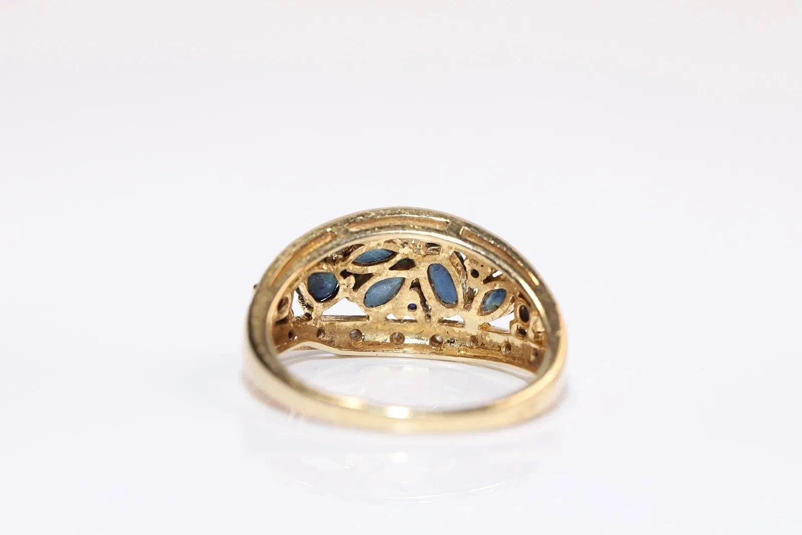 Brilliant Cut Vintage Circa 1980s 18k Gold Natural Diamond And Sapphire Decorated Ring  For Sale