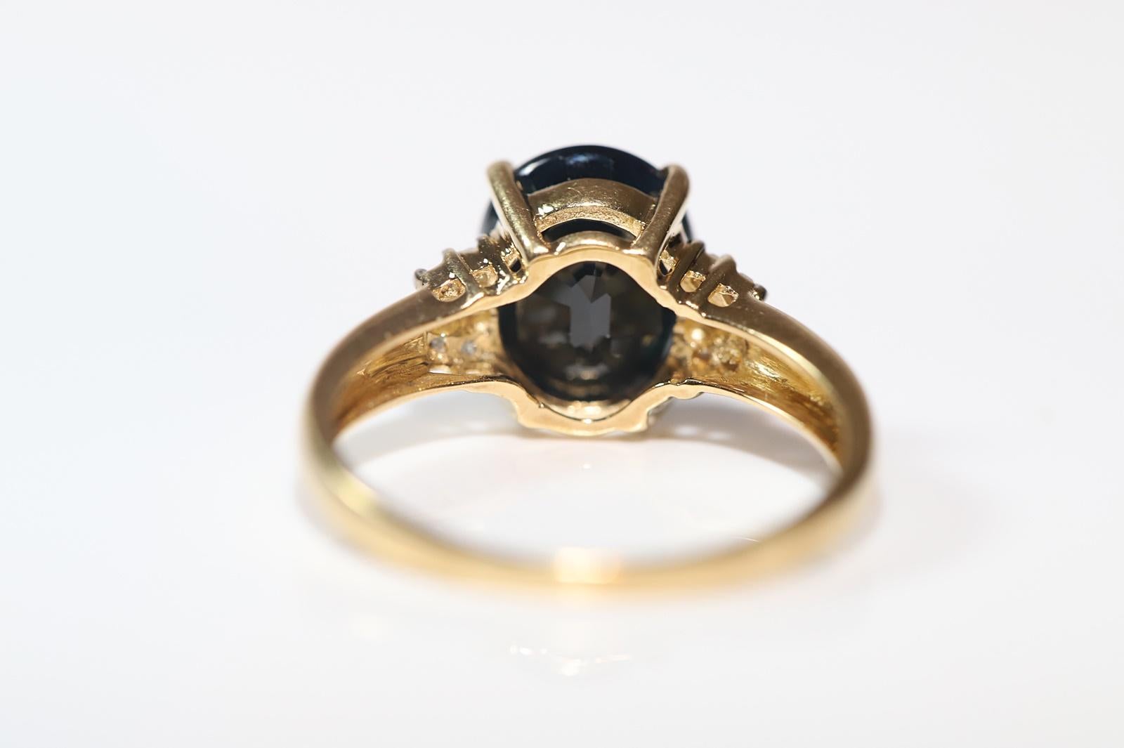 Vintage Circa 1980s 18k Gold Natural Diamond And Sapphire Decorated Ring In Good Condition For Sale In Fatih/İstanbul, 34