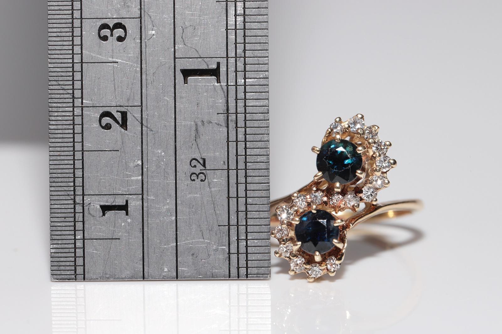 Vintage Circa 1980er Jahre 18k Gold Natürlicher Diamant und Saphir Dekorierter Ring im Zustand „Gut“ im Angebot in Fatih/İstanbul, 34