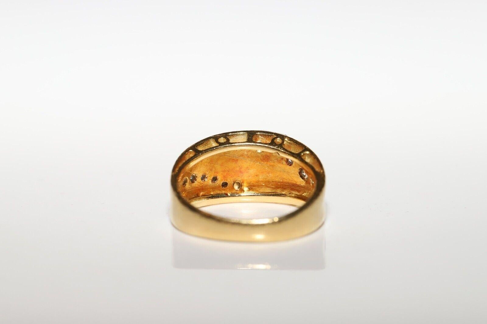 Vintage Circa 1980er Jahre 18k Gold Natürlicher Diamant und Saphir Dekorierter Ring im Zustand „Gut“ im Angebot in Fatih/İstanbul, 34