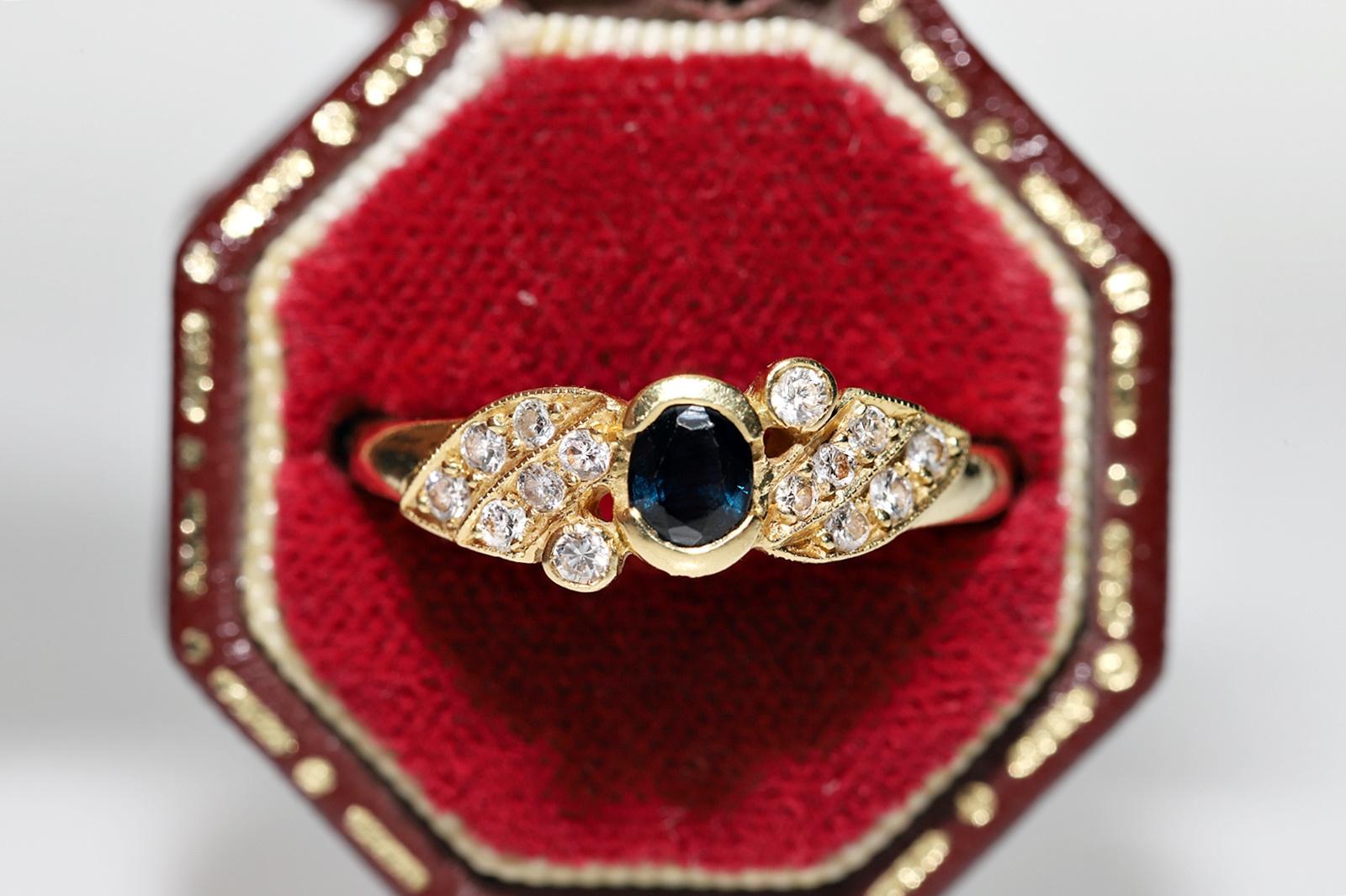 Vintage Circa 1980er Jahre 18k Gold Natürlicher Diamant und Saphir Dekorierter Ring im Zustand „Gut“ im Angebot in Fatih/İstanbul, 34