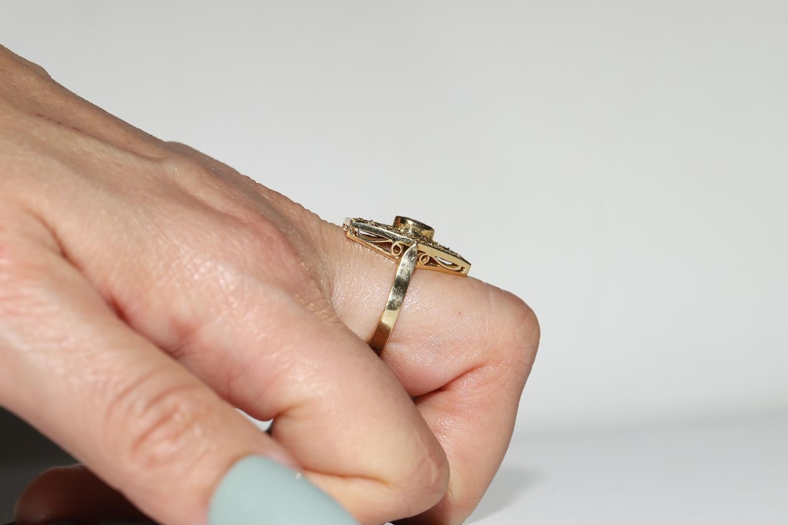 Vintage Circa 1980er Jahre 18k Gold Natürlicher Diamant und Saphir Dekorierter Ring im Zustand „Gut“ im Angebot in Fatih/İstanbul, 34