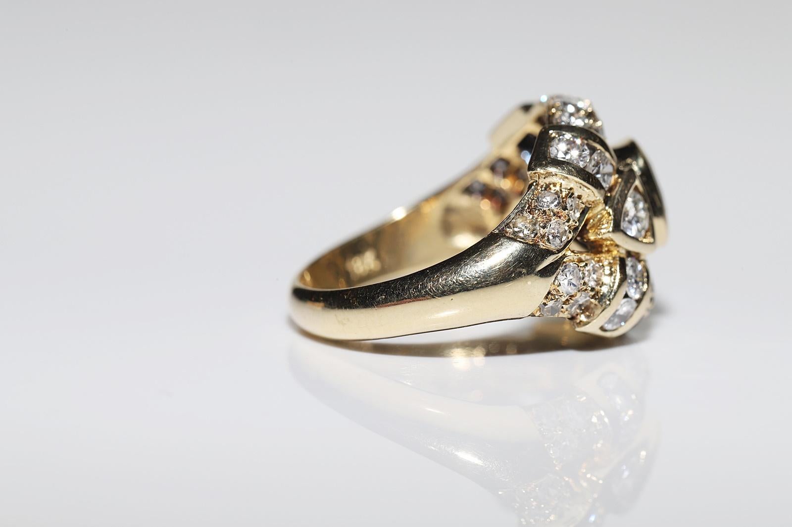 Vintage Circa 1980er Jahre 18k Gold Natürlicher Diamant und Saphir Dekorierter Ring im Zustand „Gut“ im Angebot in Fatih/İstanbul, 34