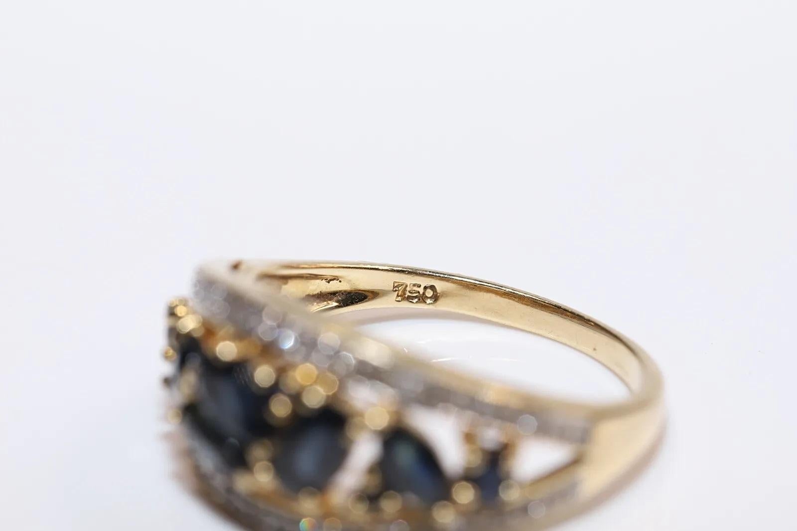 Women's Vintage Circa 1980s 18k Gold Natural Diamond And Sapphire Decorated Ring  For Sale