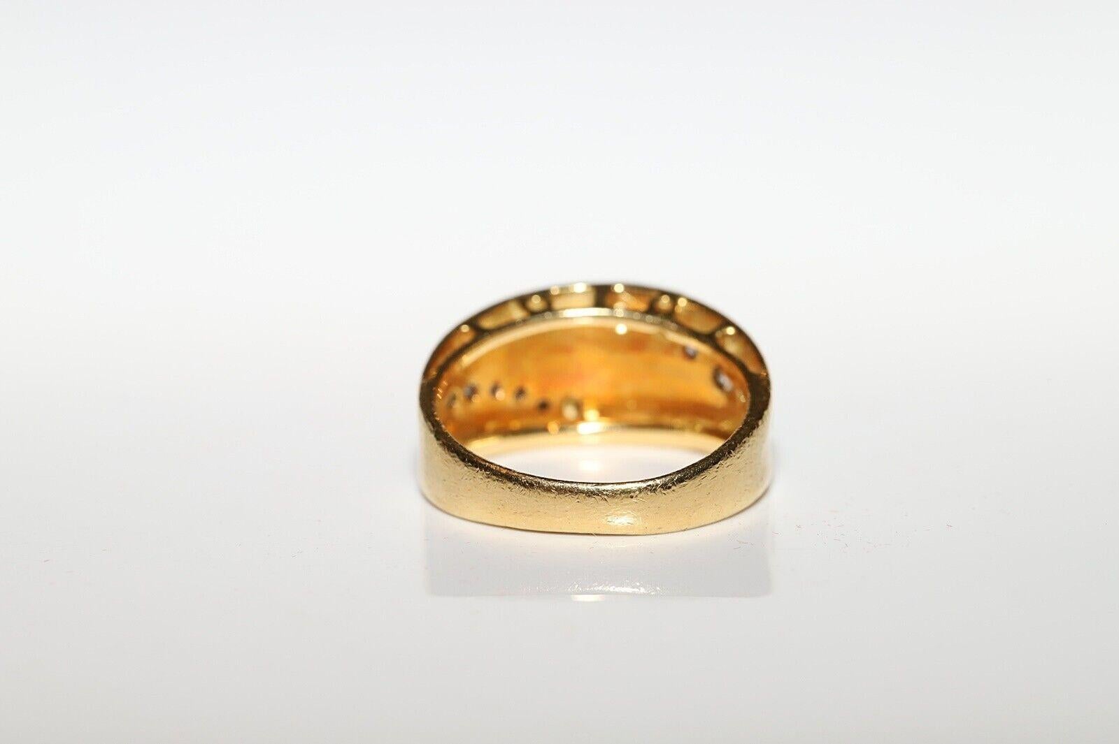 Vintage Circa 1980er Jahre 18k Gold Natürlicher Diamant und Saphir Dekorierter Ring Damen im Angebot