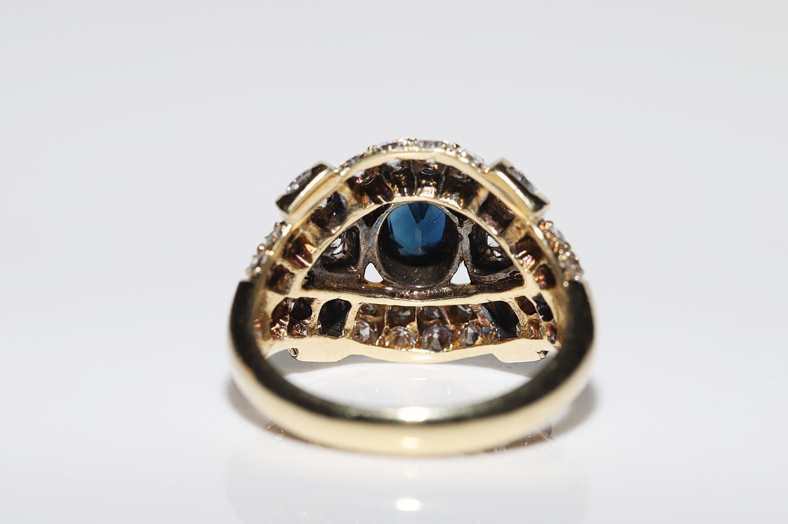 Vintage Circa 1980er Jahre 18k Gold Natürlicher Diamant und Saphir Dekorierter Ring Damen im Angebot