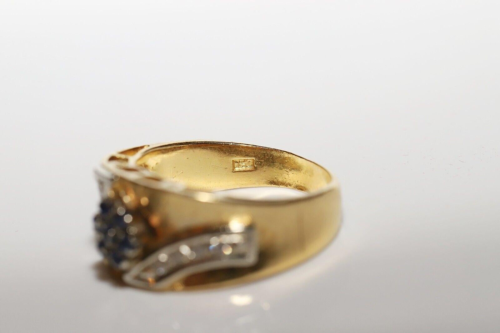Vintage Circa 1980er Jahre 18k Gold Natürlicher Diamant und Saphir Dekorierter Ring im Angebot 1