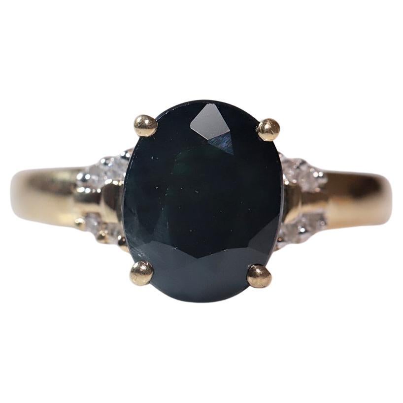 Vintage Circa 1980s 18k Gold Natural Diamond And Sapphire Decorated Ring