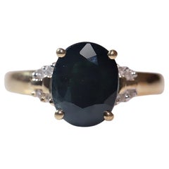 Vintage Circa 1980s 18k Gold Natural Diamond And Sapphire Decorated Ring