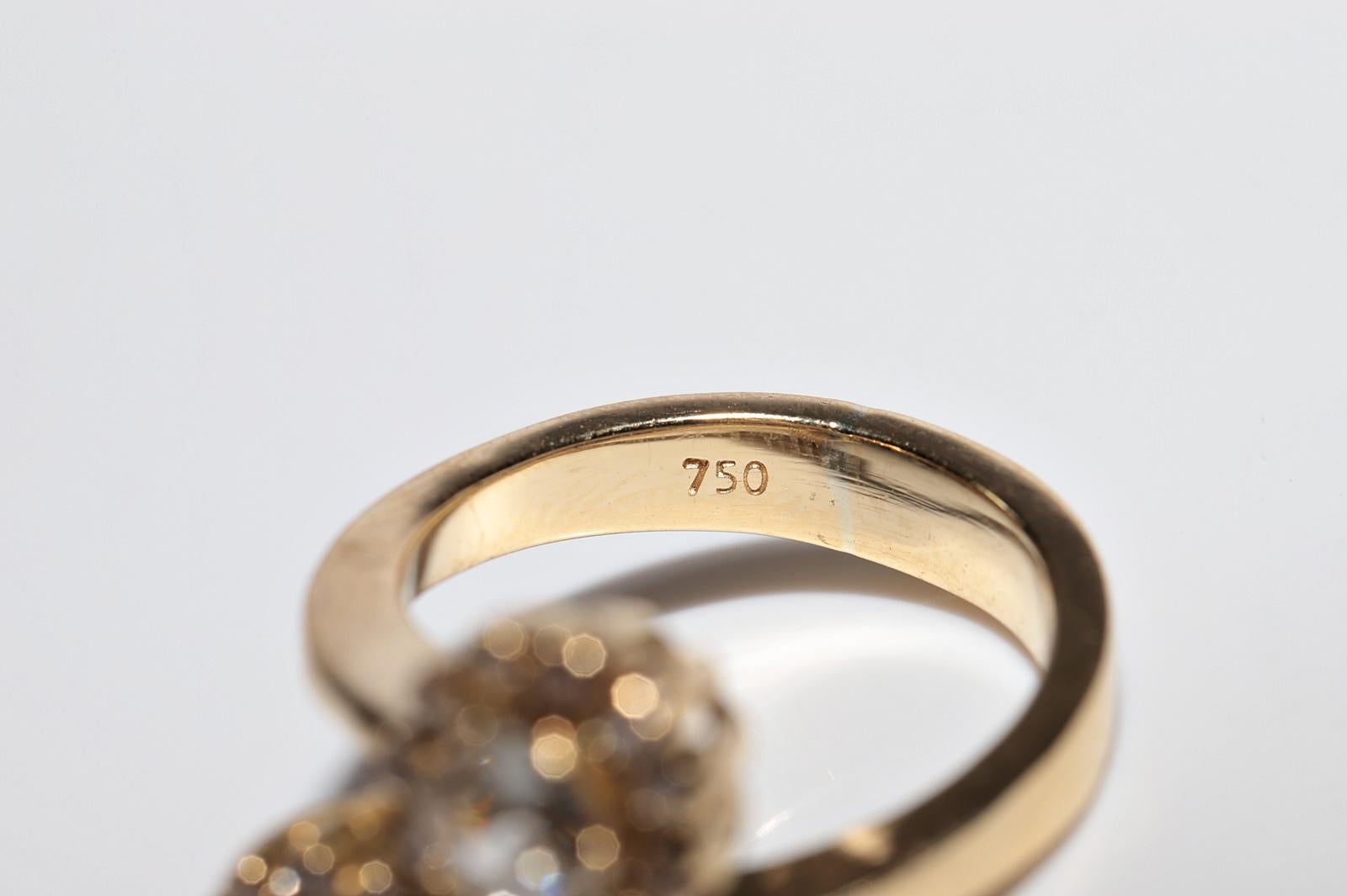 Vintage Circa 1980er Jahre 18k Gold Natürlicher Diamant und Saphir Dekorierter starker Ring im Angebot 4