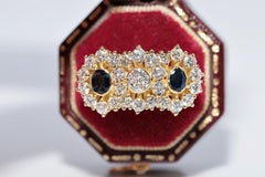 Vintage Circa 1980s 18k Gold Natural Diamond And Sapphire Owl Design Ring