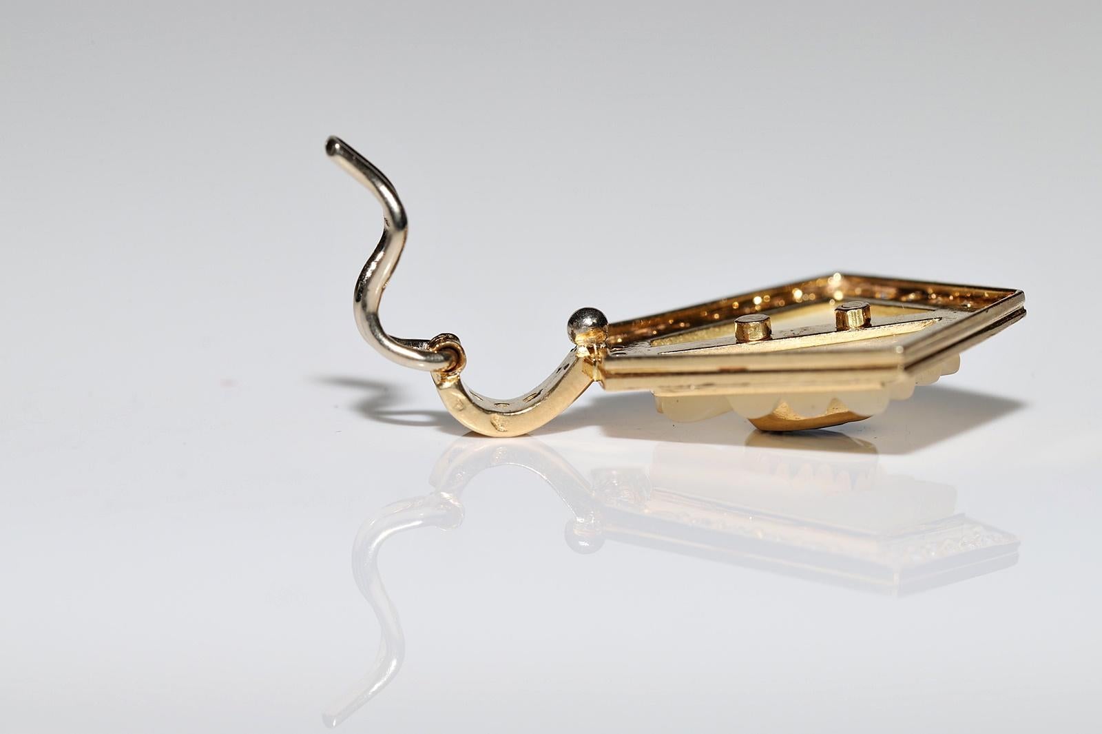 Halskette mit Vintage-Anhänger, Vintage, ca. 1980er Jahre, 18 Karat Gold, natürlicher Diamant und Saphir Perle im Angebot 8