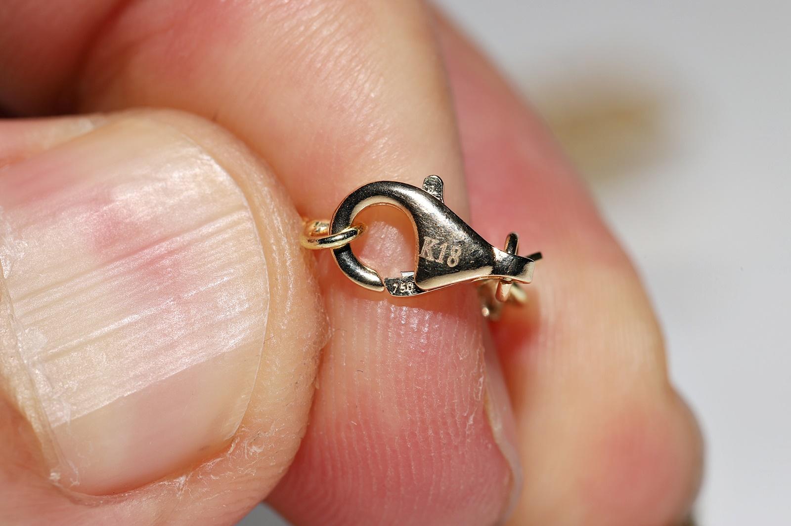 Halskette mit Vintage-Anhänger, Vintage, ca. 1980er Jahre, 18 Karat Gold, natürlicher Diamant und Saphir Perle im Angebot 10