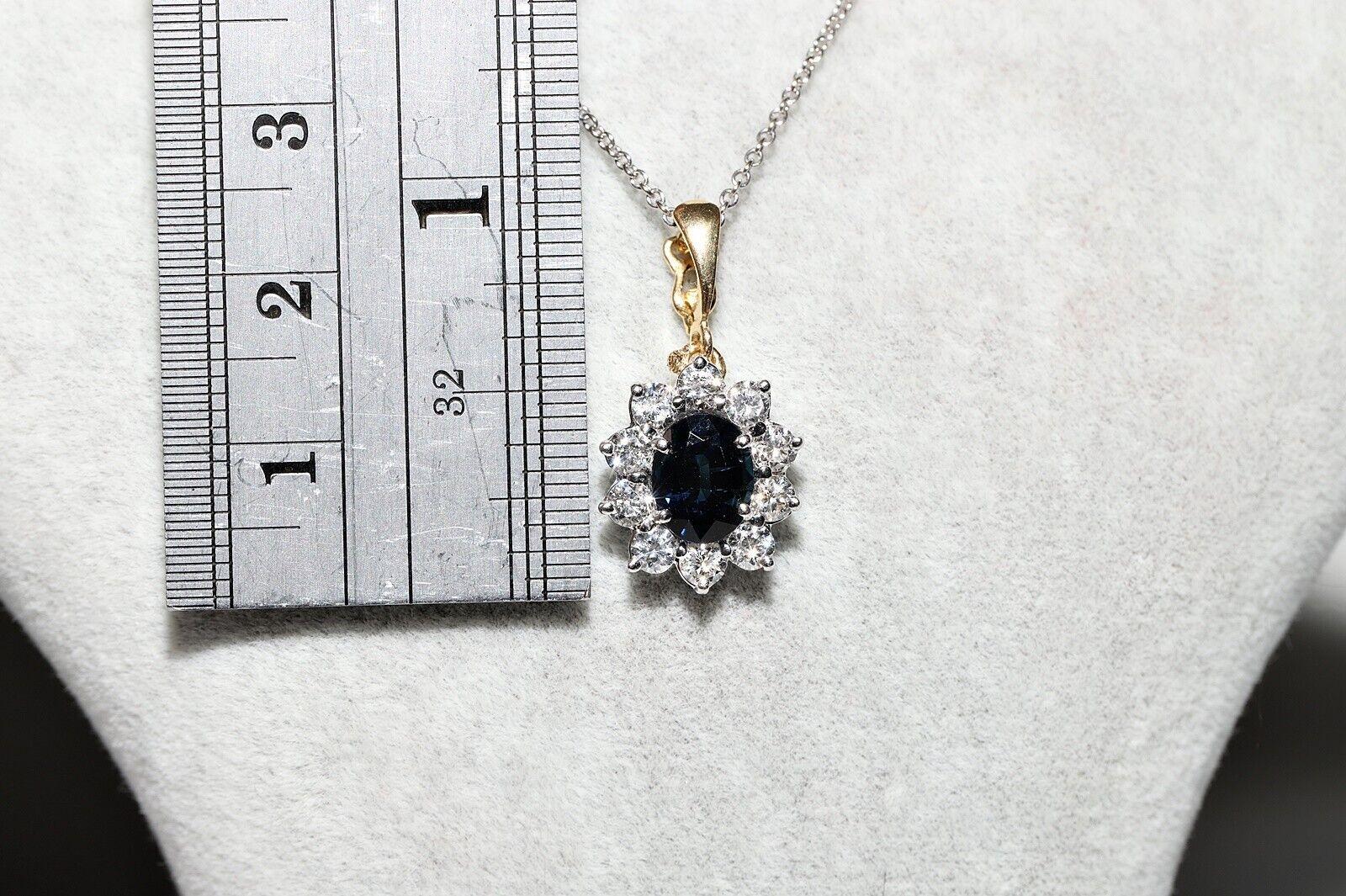 Women's Vintage Circa 1980s 18k Gold Natural Diamond And Sapphire  Pendant Necklace For Sale