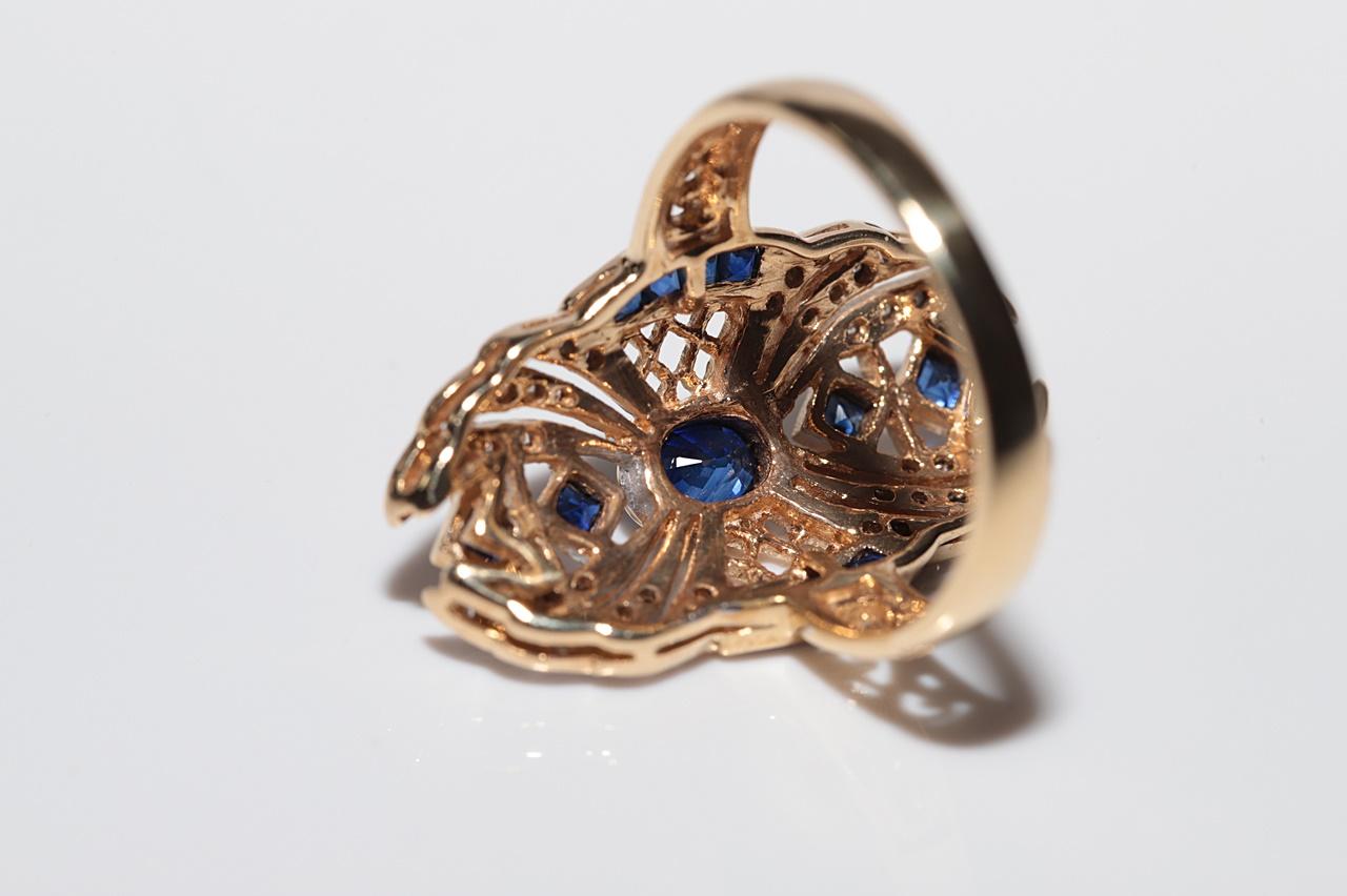 Anello con diamanti naturali e zaffiri in oro 18 carati CIRCA 1980 in vendita 5