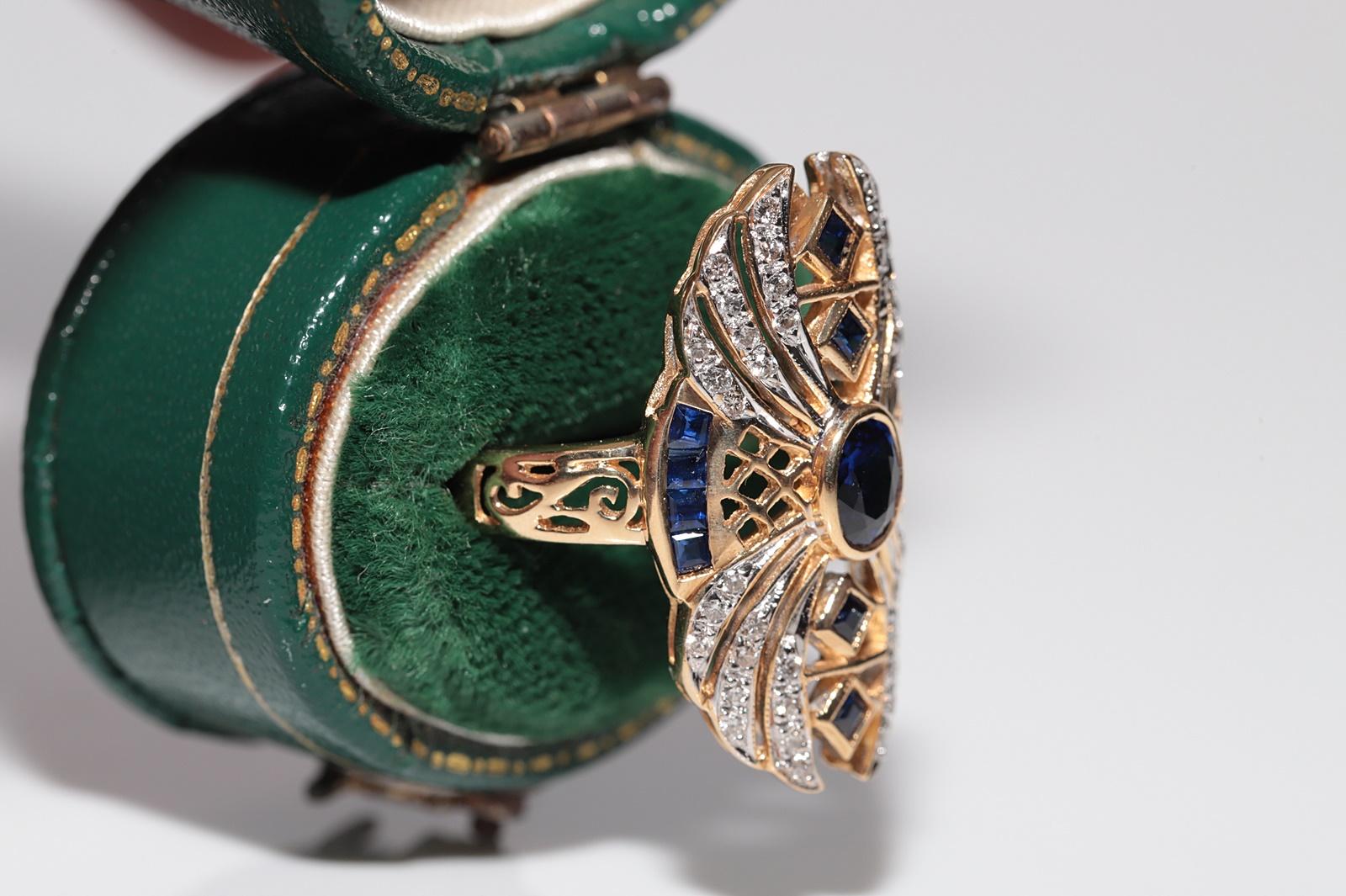 Rétro Anello con diamanti naturali e zaffiri in oro 18 carati CIRCA 1980 in vendita
