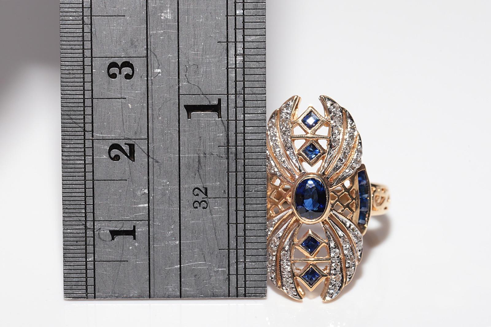 Anello con diamanti naturali e zaffiri in oro 18 carati CIRCA 1980 In condizioni buone in vendita a Fatih/İstanbul, 34