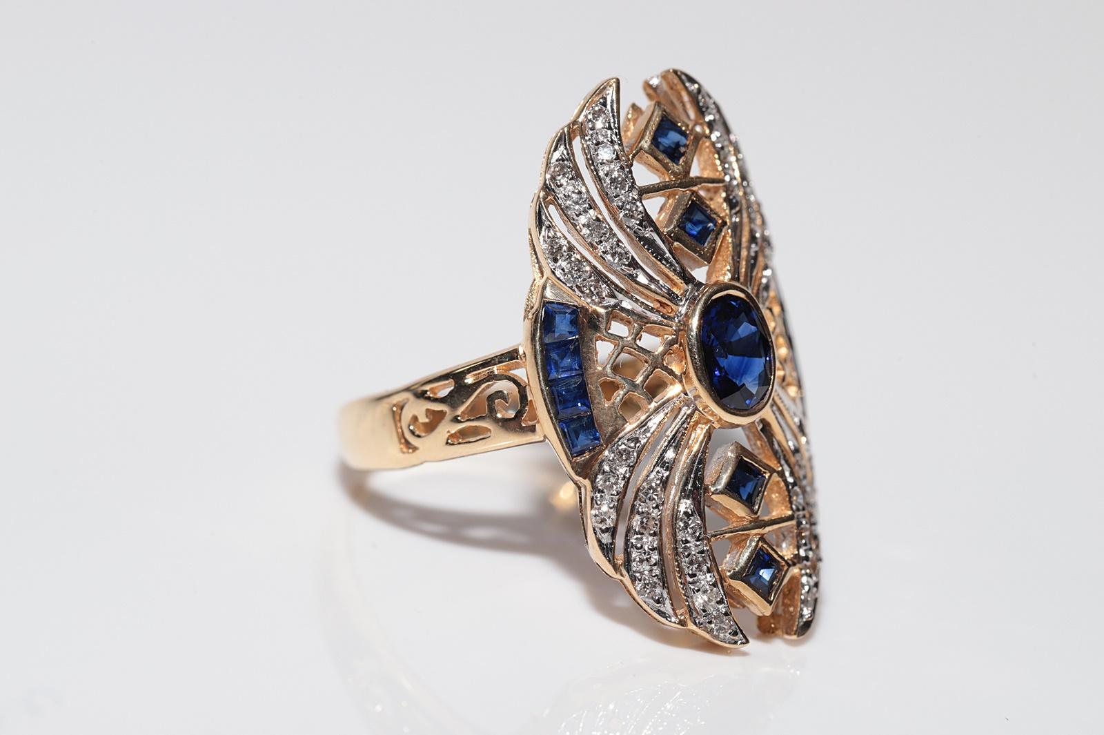 Donna Anello con diamanti naturali e zaffiri in oro 18 carati CIRCA 1980 in vendita