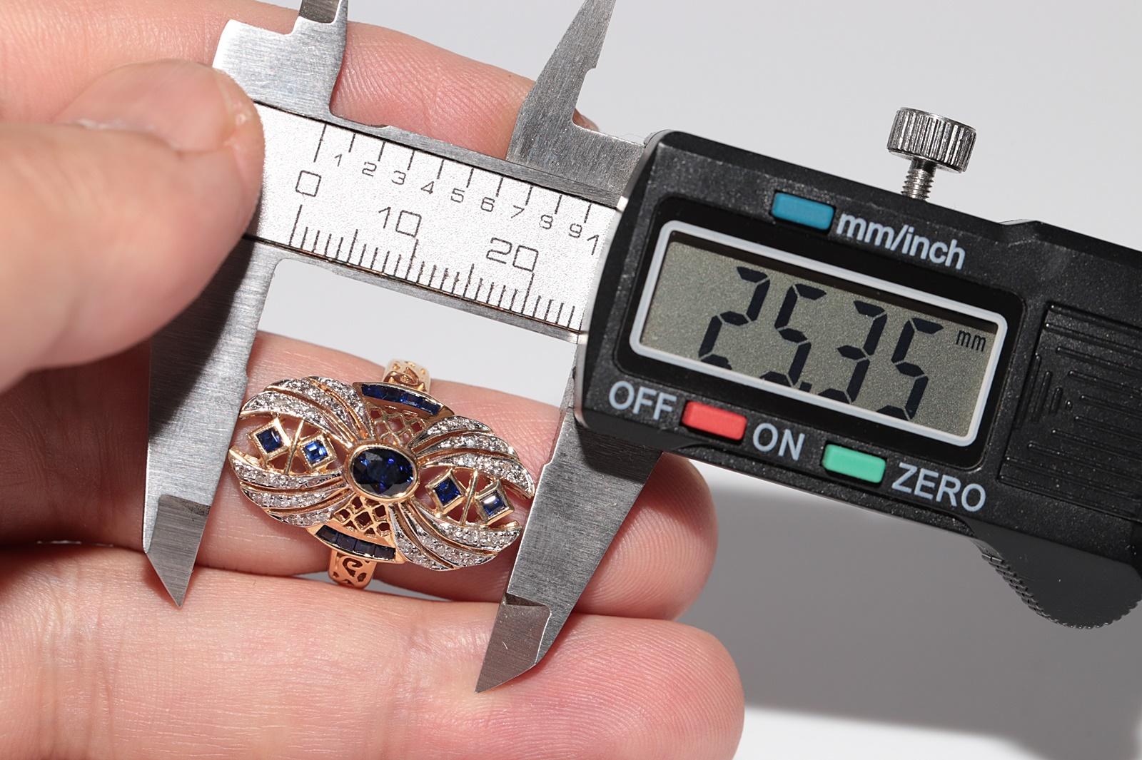 Anello con diamanti naturali e zaffiri in oro 18 carati CIRCA 1980 in vendita 2