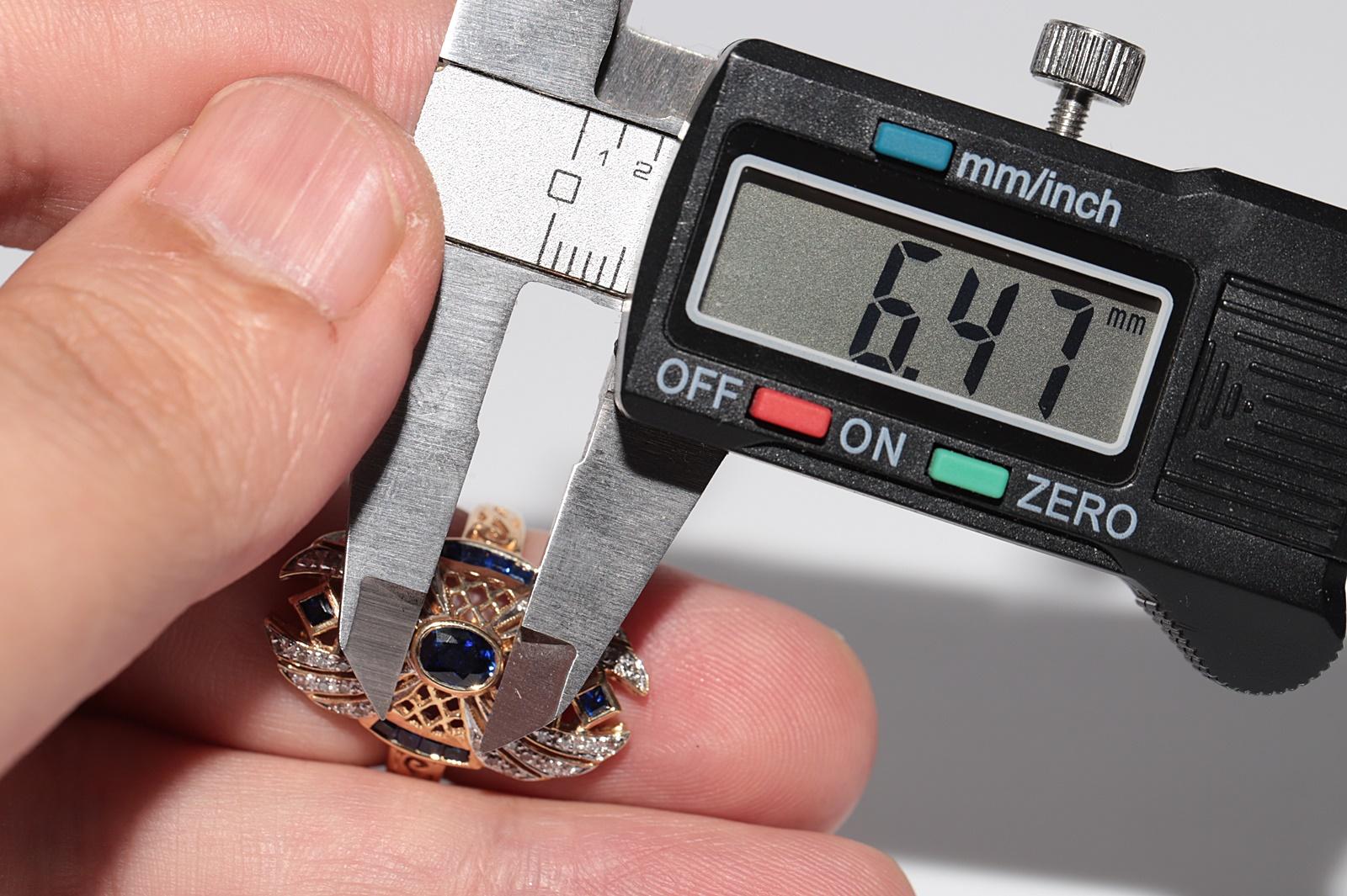 Anello con diamanti naturali e zaffiri in oro 18 carati CIRCA 1980 in vendita 3