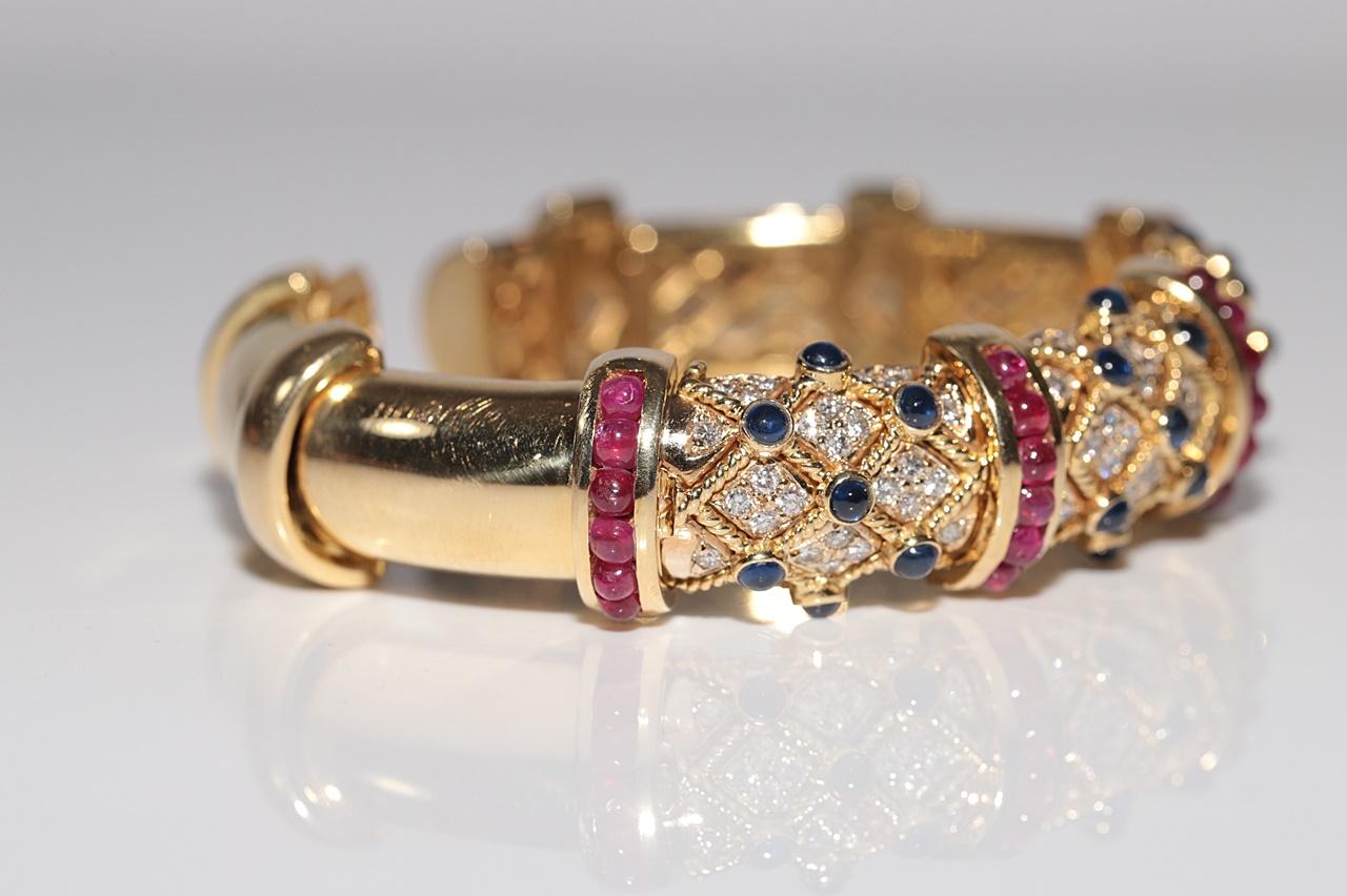 Bracciale Vintage CIRCA 1980 in oro 18k con diamanti naturali e zaffiri e rubino in vendita 6
