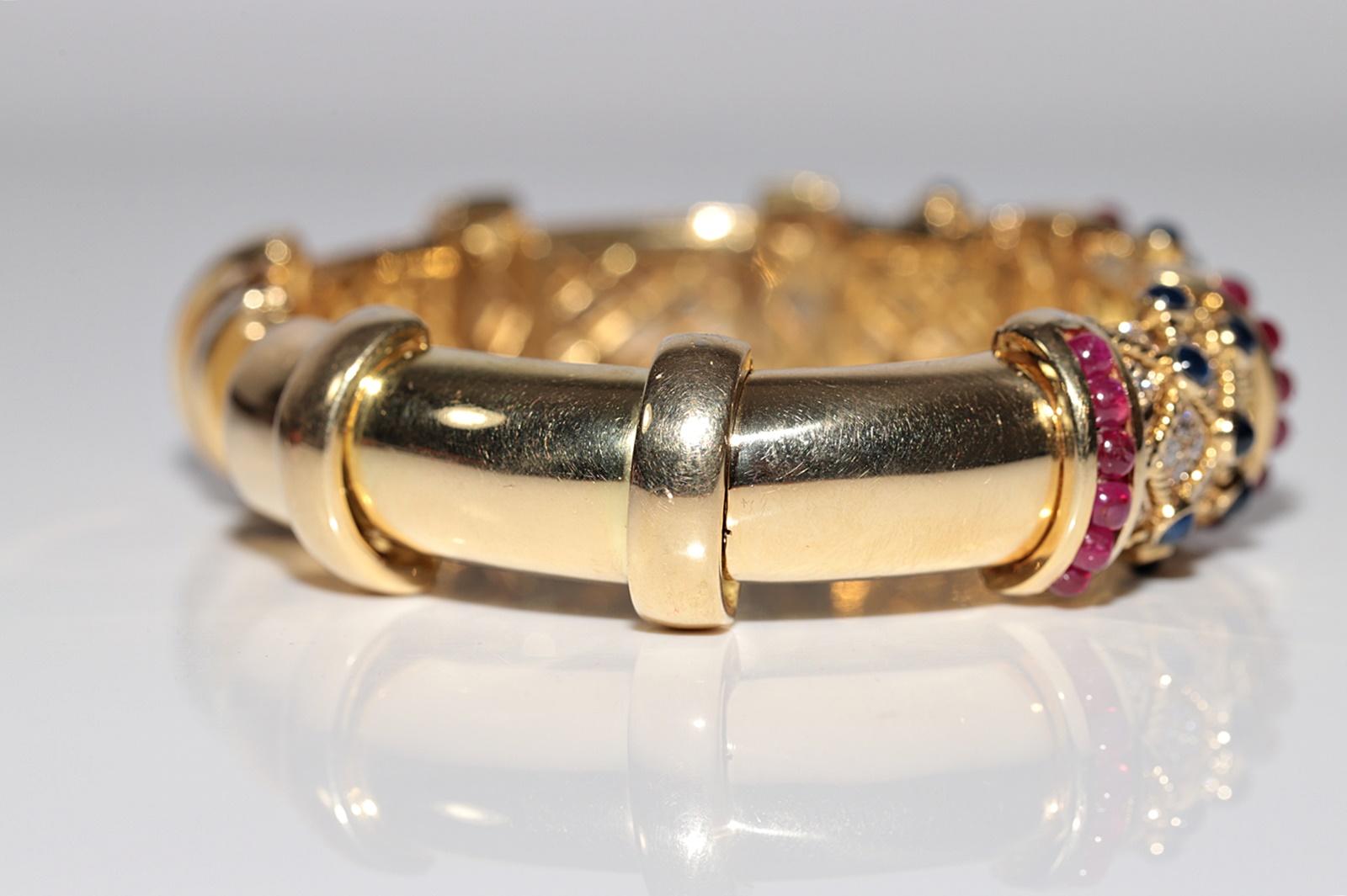 Bracciale Vintage CIRCA 1980 in oro 18k con diamanti naturali e zaffiri e rubino in vendita 7