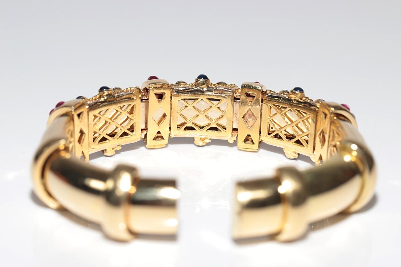 Bracciale Vintage CIRCA 1980 in oro 18k con diamanti naturali e zaffiri e rubino in vendita 8
