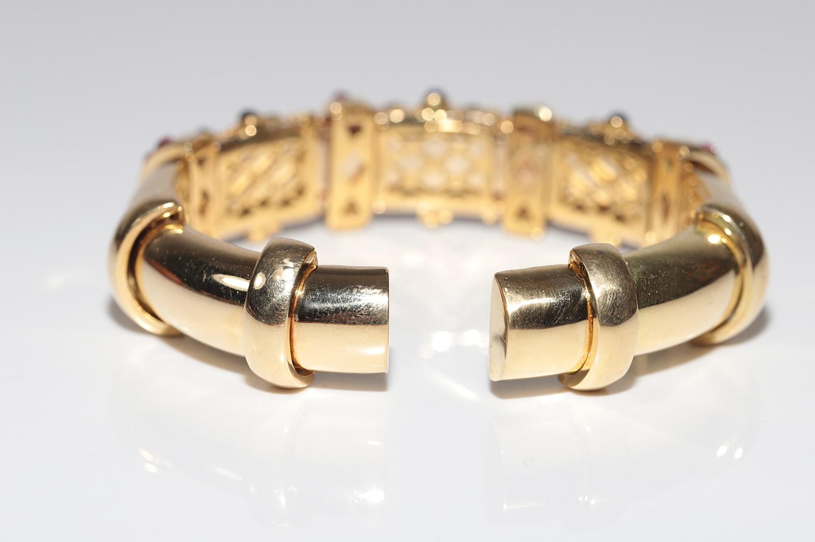 Bracciale Vintage CIRCA 1980 in oro 18k con diamanti naturali e zaffiri e rubino in vendita 9